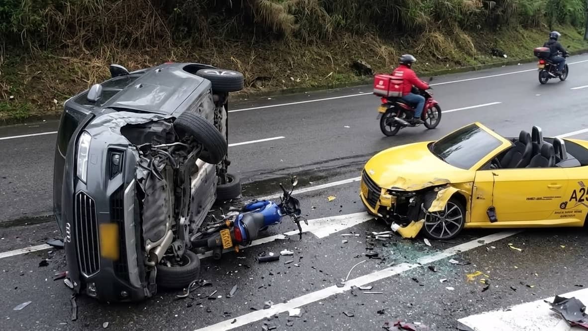 Imagen de Capturan conductor tras accidente con cinco heridos y siete carros chocados en Dosquebradas