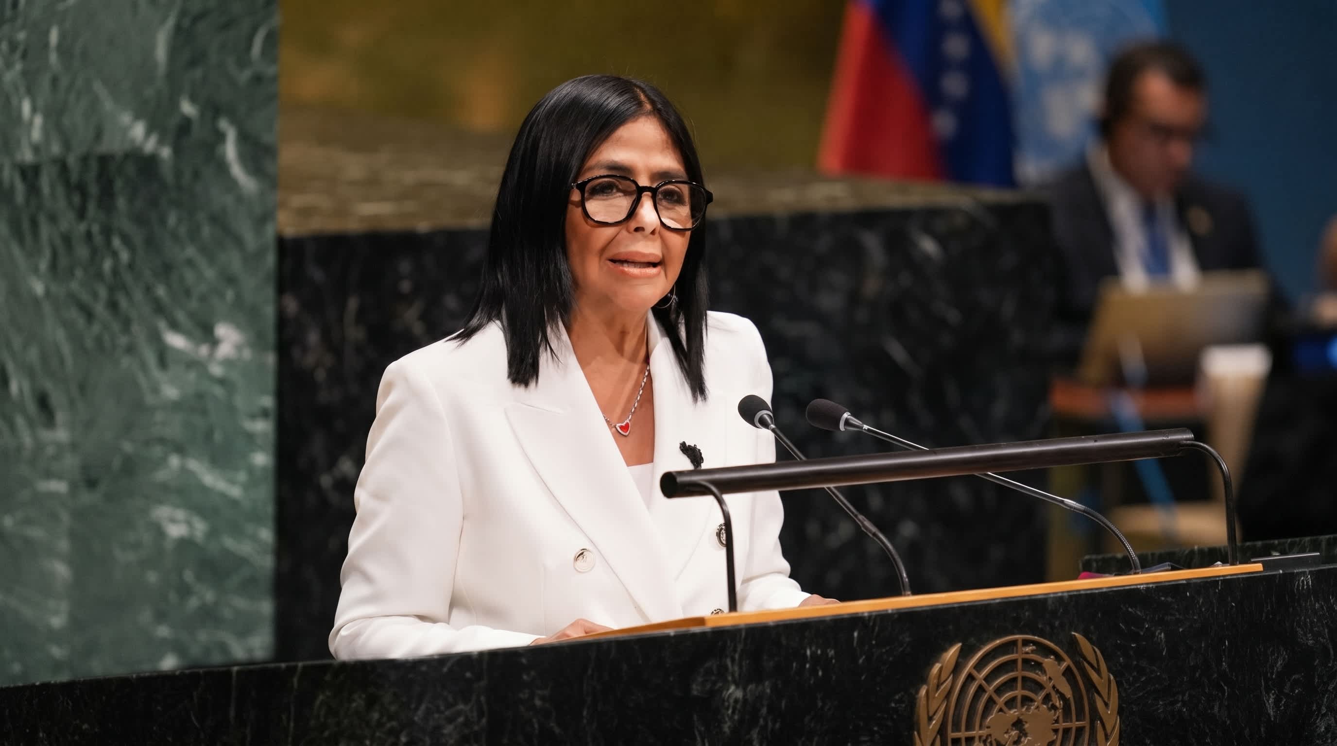 Imagen de Delcy Rodríguez anuncia elecciones y transición democrática ante la ONU