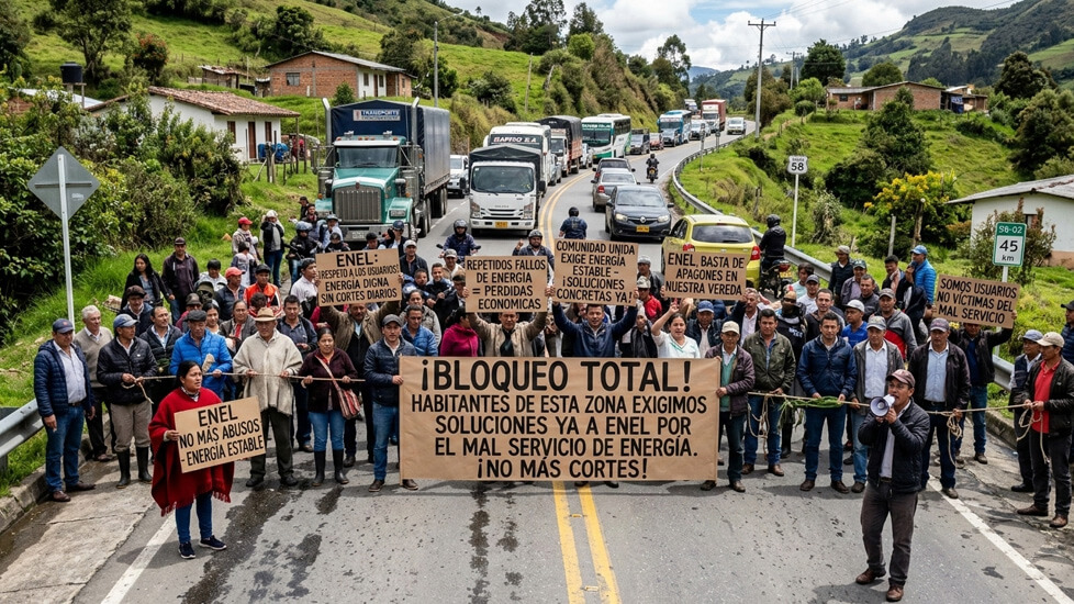 Imagen de Habitantes de La Mesa bloquean la vía hacia Mesitas del Colegio por continuos cortes de energía